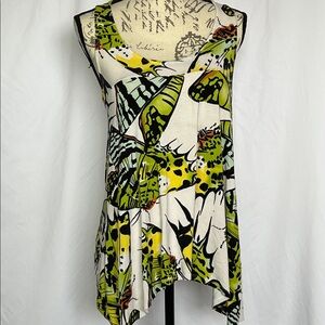 CAbi monarch butterfly racer back tank rayon spandex loose fit medium